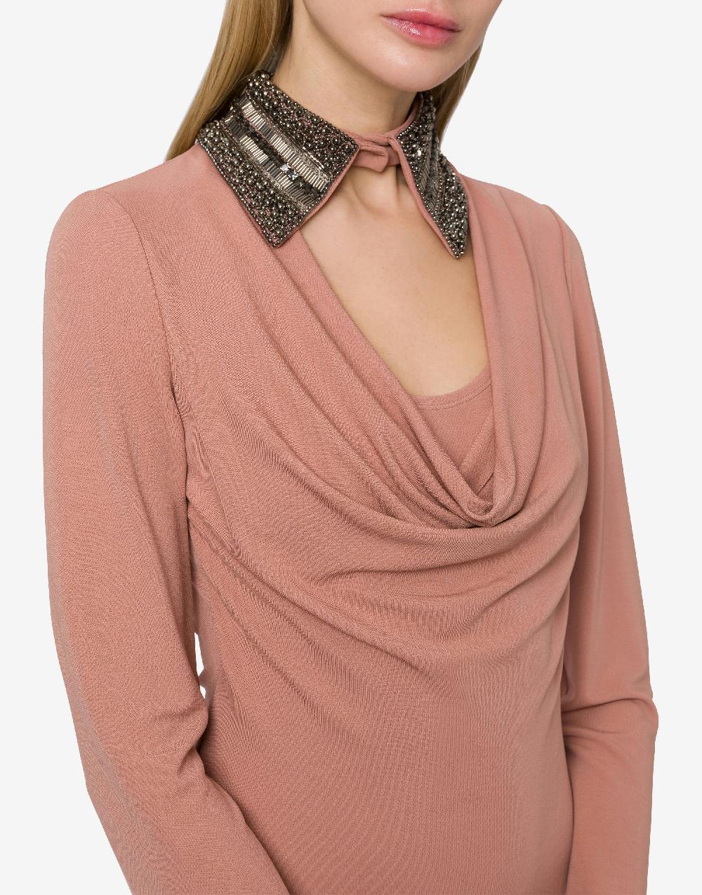 Alberta Ferretti Abito in organzino con colletto ricamato Hotsell