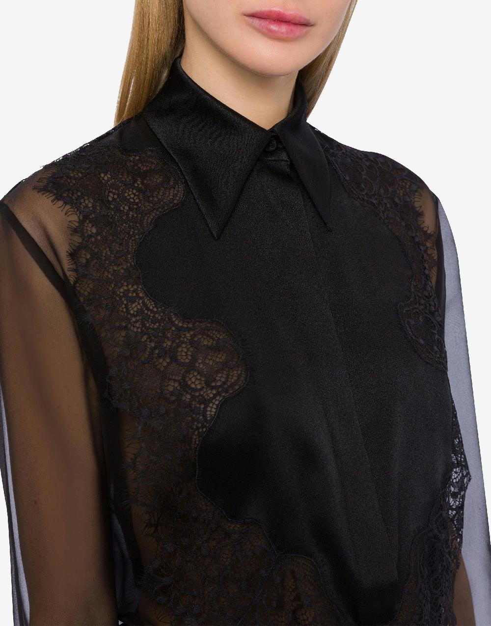 Alberta Ferretti Camicia in chiffon organico con pizzo I Più Venduti