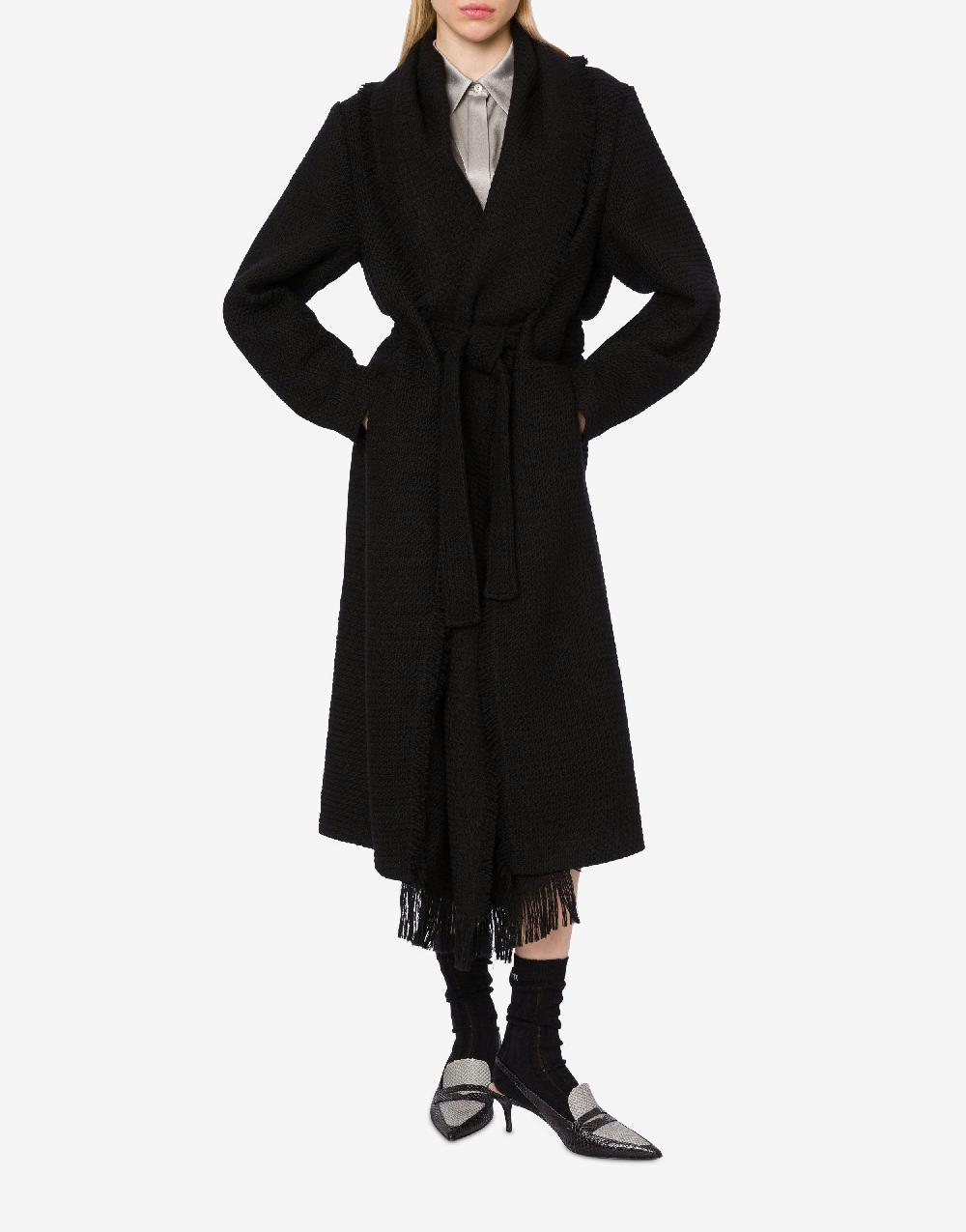 Alberta Ferretti Cappotto in stuoia di lana con frange Italia
