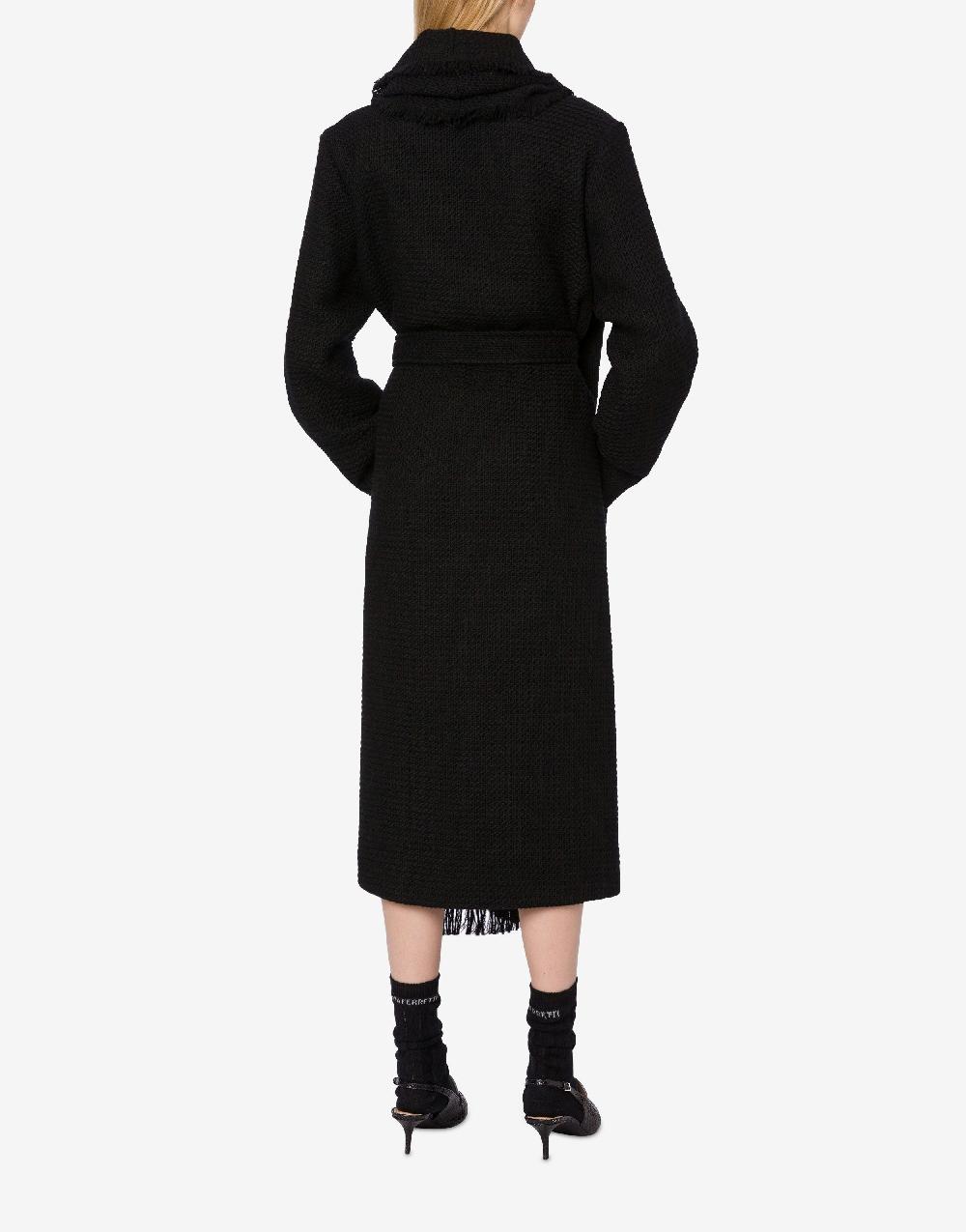Alberta Ferretti Cappotto in stuoia di lana con frange Italia