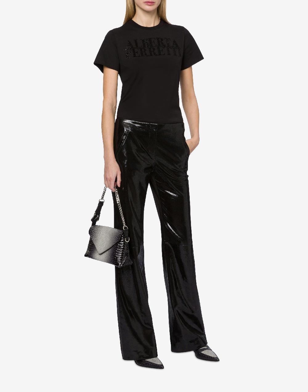 Alberta Ferretti T-shirt in jersey con ricamo logo Nuovo