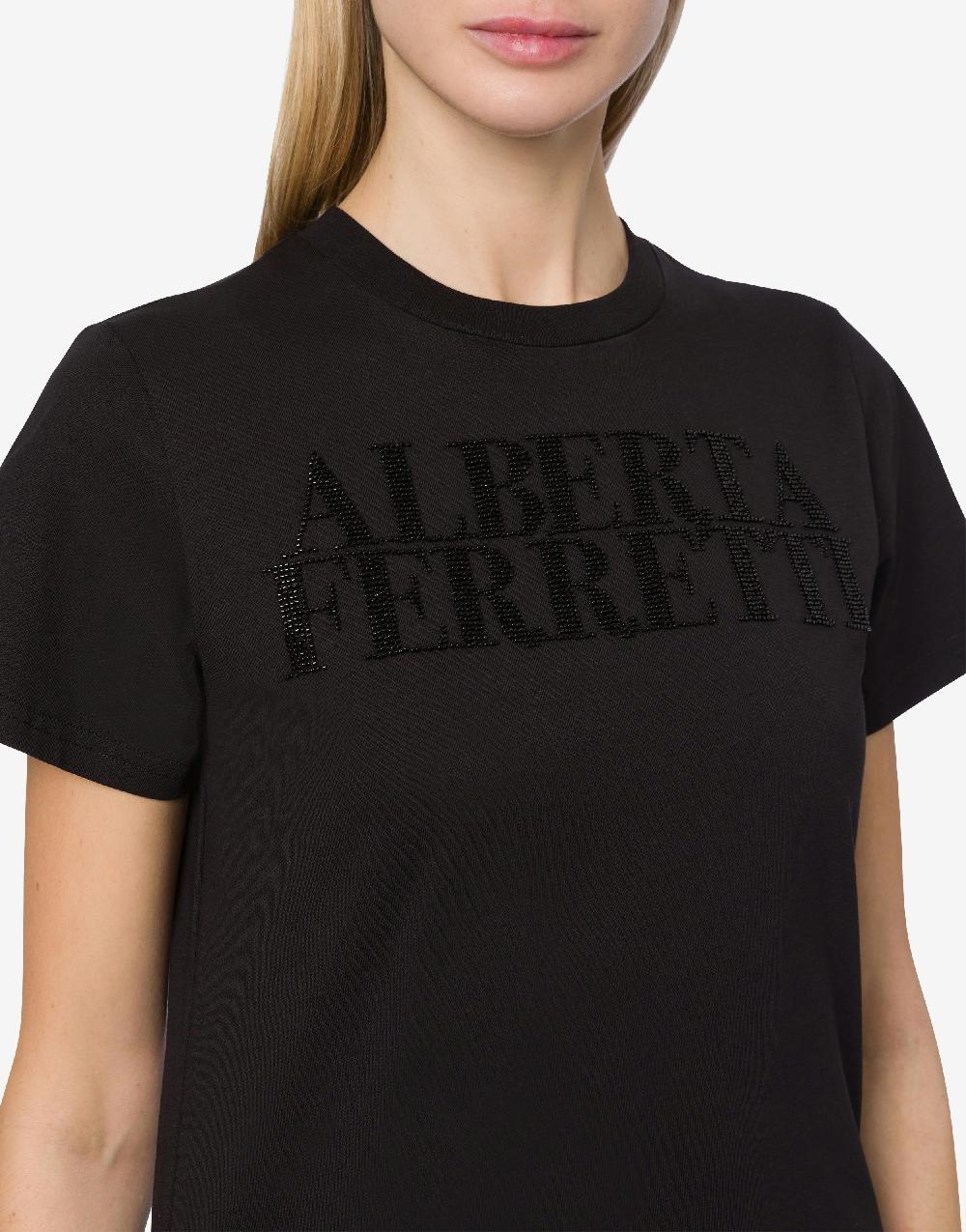 Alberta Ferretti T-shirt in jersey con ricamo logo Nuovo