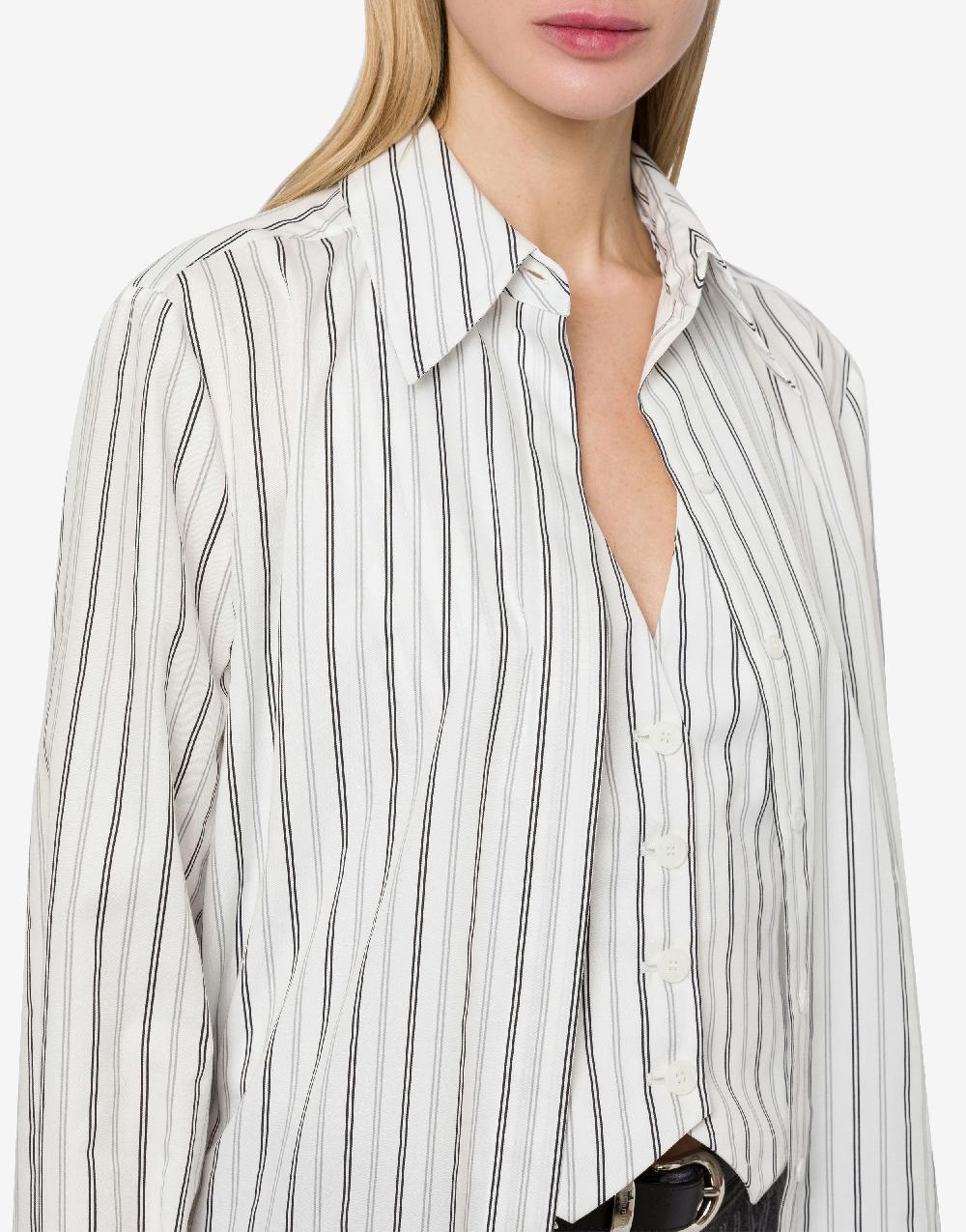 Alberta Ferretti Camicia in drill rigato con gilet Promozione Limitata