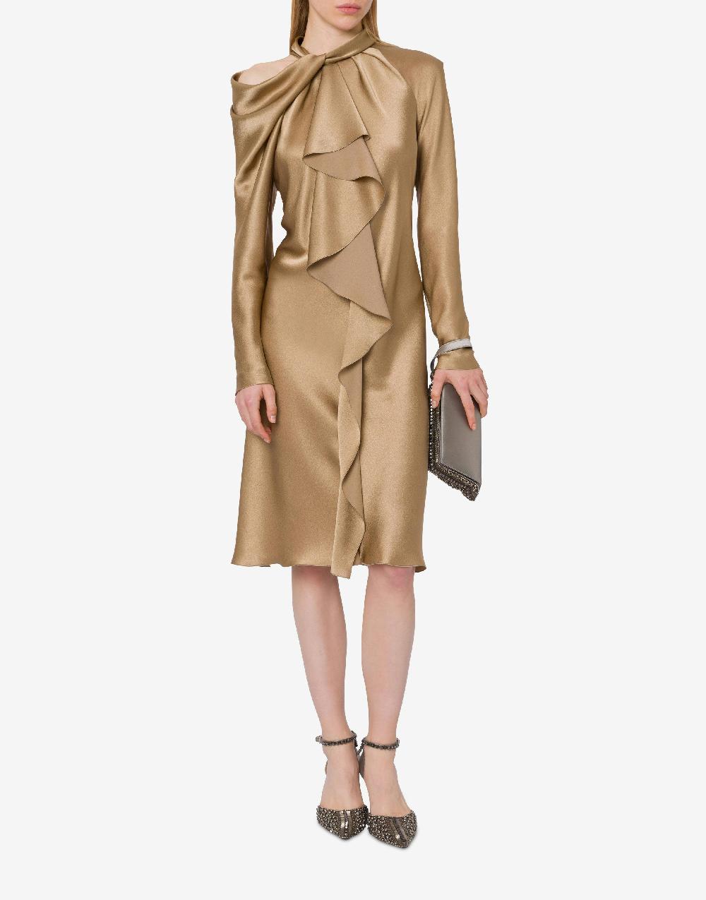 Alberta Ferretti Abito midi in raso con ruche Outlet