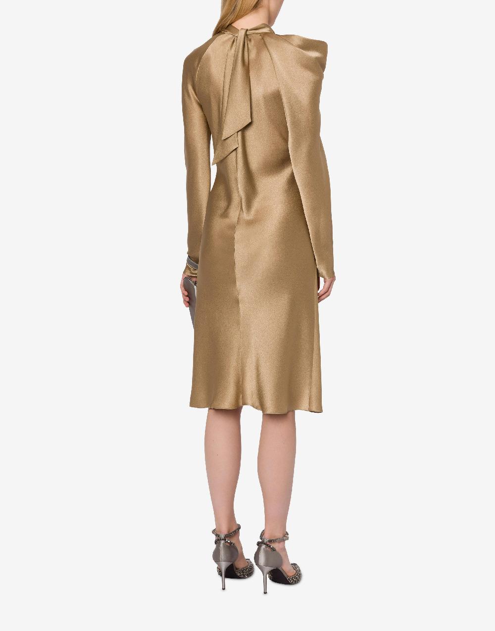 Alberta Ferretti Abito midi in raso con ruche Outlet