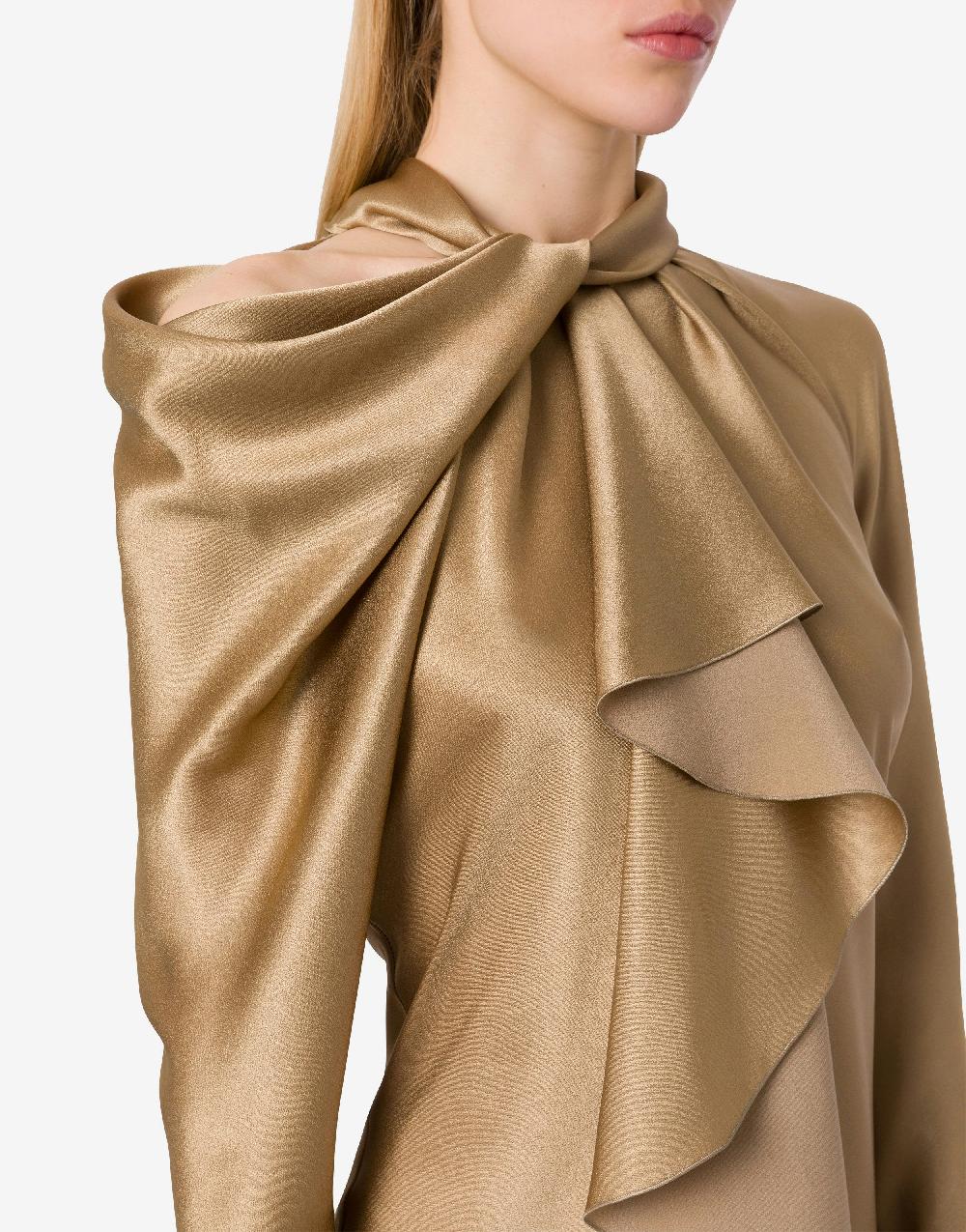 Alberta Ferretti Abito midi in raso con ruche Outlet