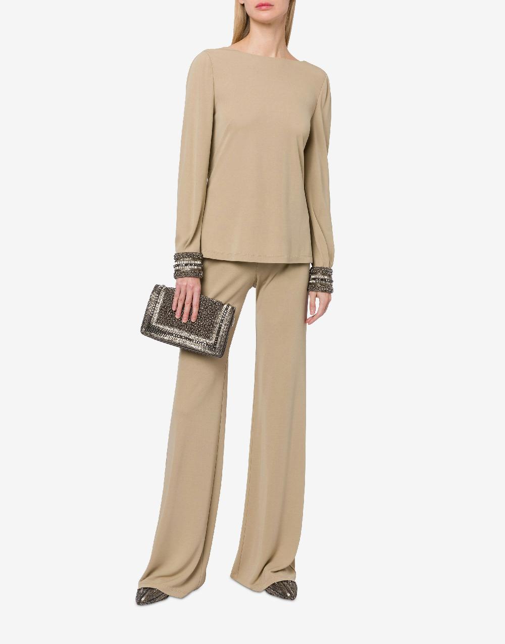 Alberta Ferretti Blusa in organzino con polsini ricamati In Vendita