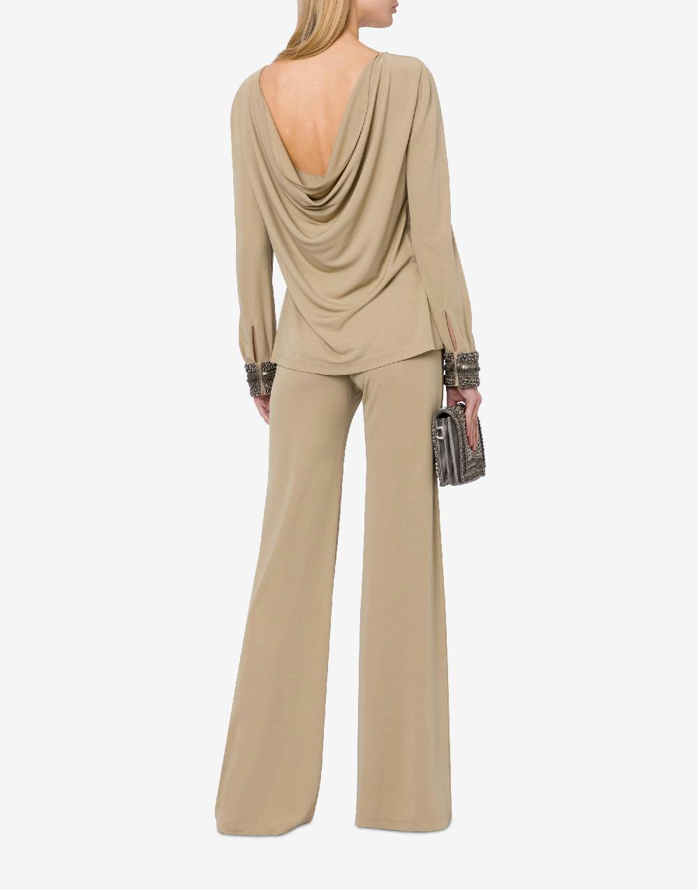Alberta Ferretti Blusa in organzino con polsini ricamati In Vendita