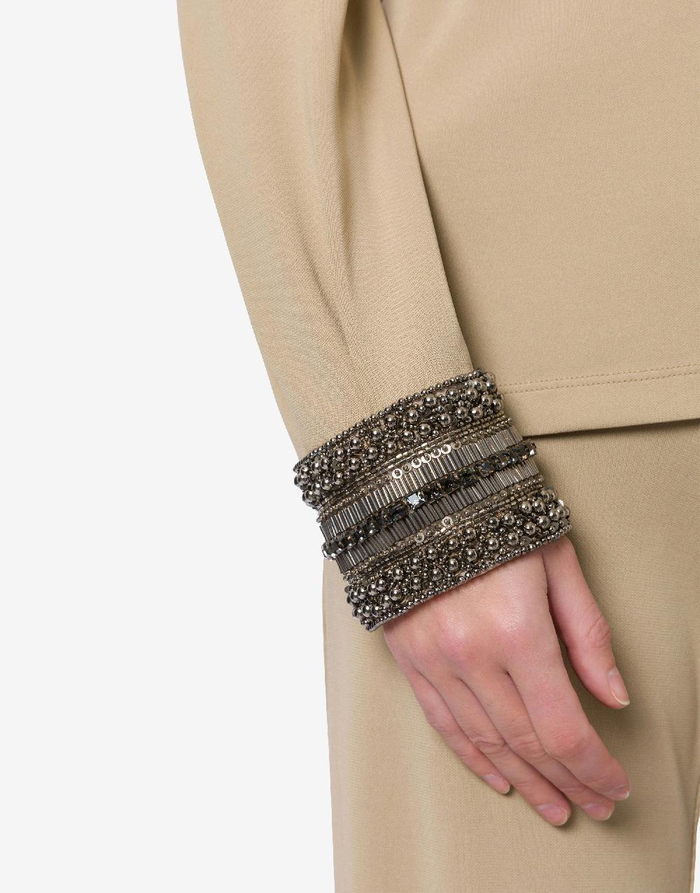 Alberta Ferretti Blusa in organzino con polsini ricamati In Vendita
