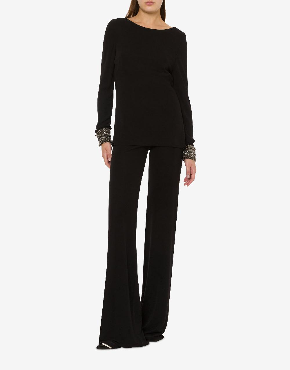 Alberta Ferretti Blusa in organzino con polsini ricamati Vendita Calda