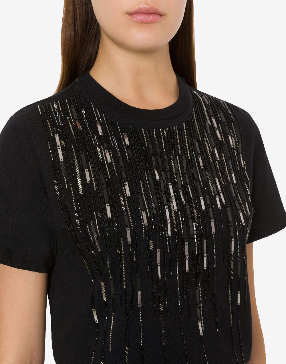 Alberta Ferretti T-shirt con perline e paillettes degradé In Linea