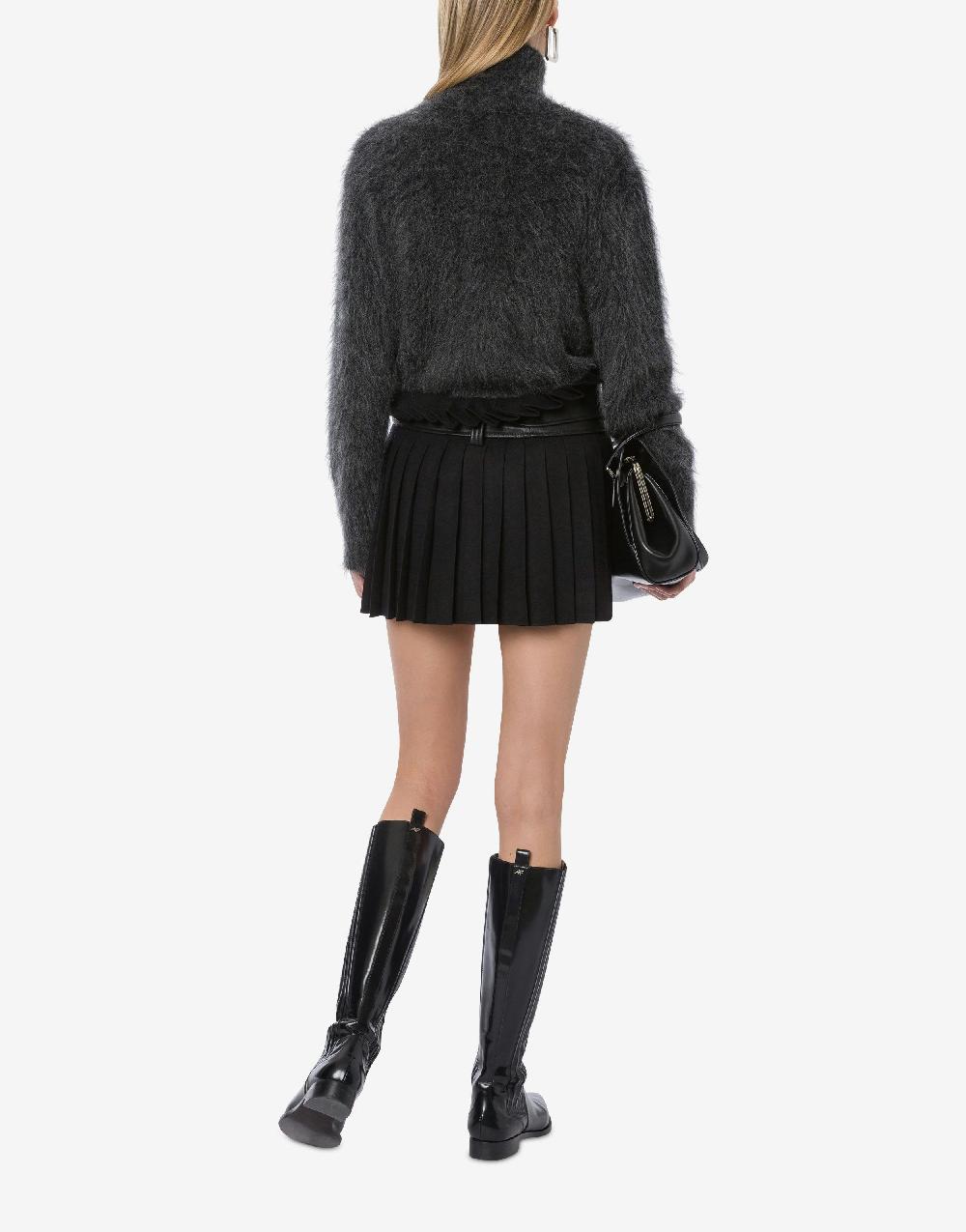 Alberta Ferretti Minigonna a pieghe in twill di lana stretch Promozione