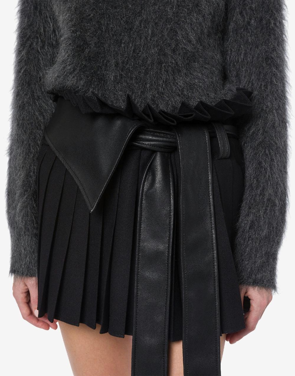 Alberta Ferretti Minigonna a pieghe in twill di lana stretch Promozione