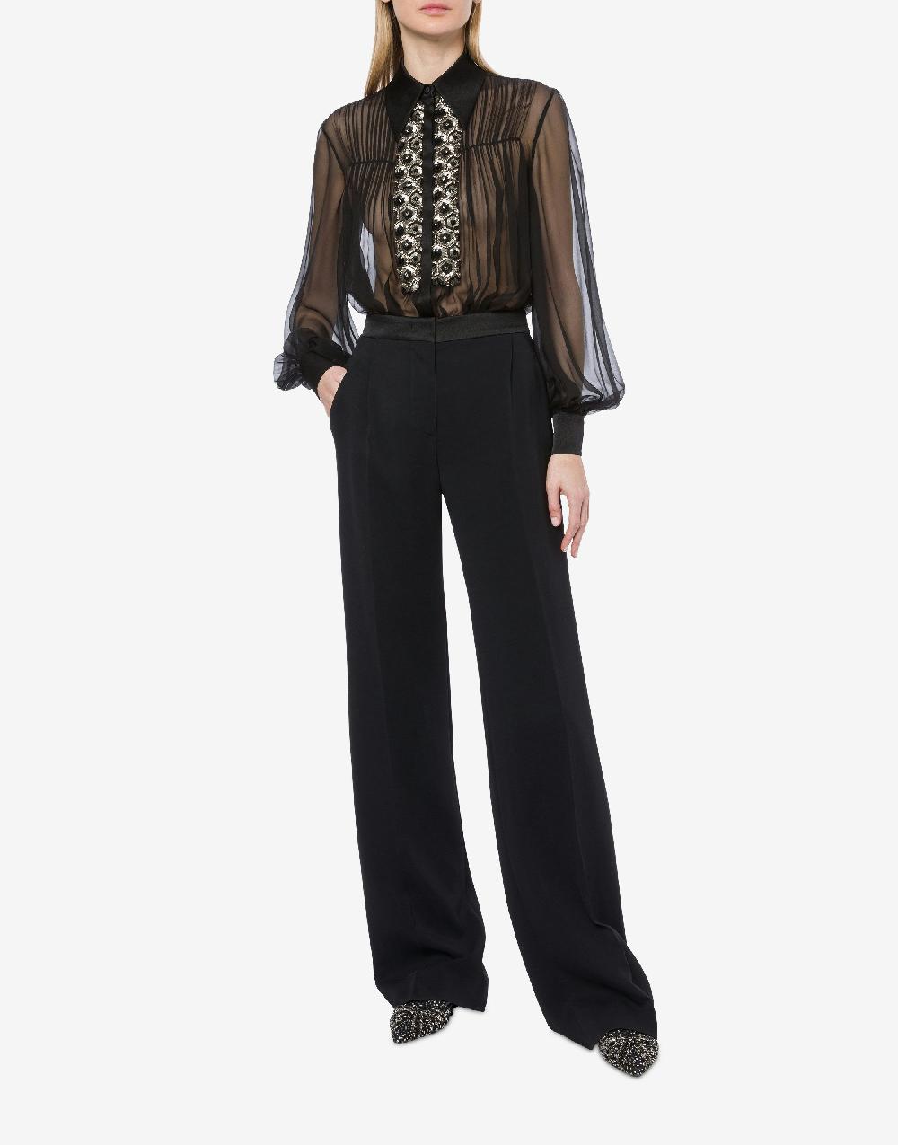Alberta Ferretti Pantalone in cady stretch con dettagli in raso Pezzi Unici