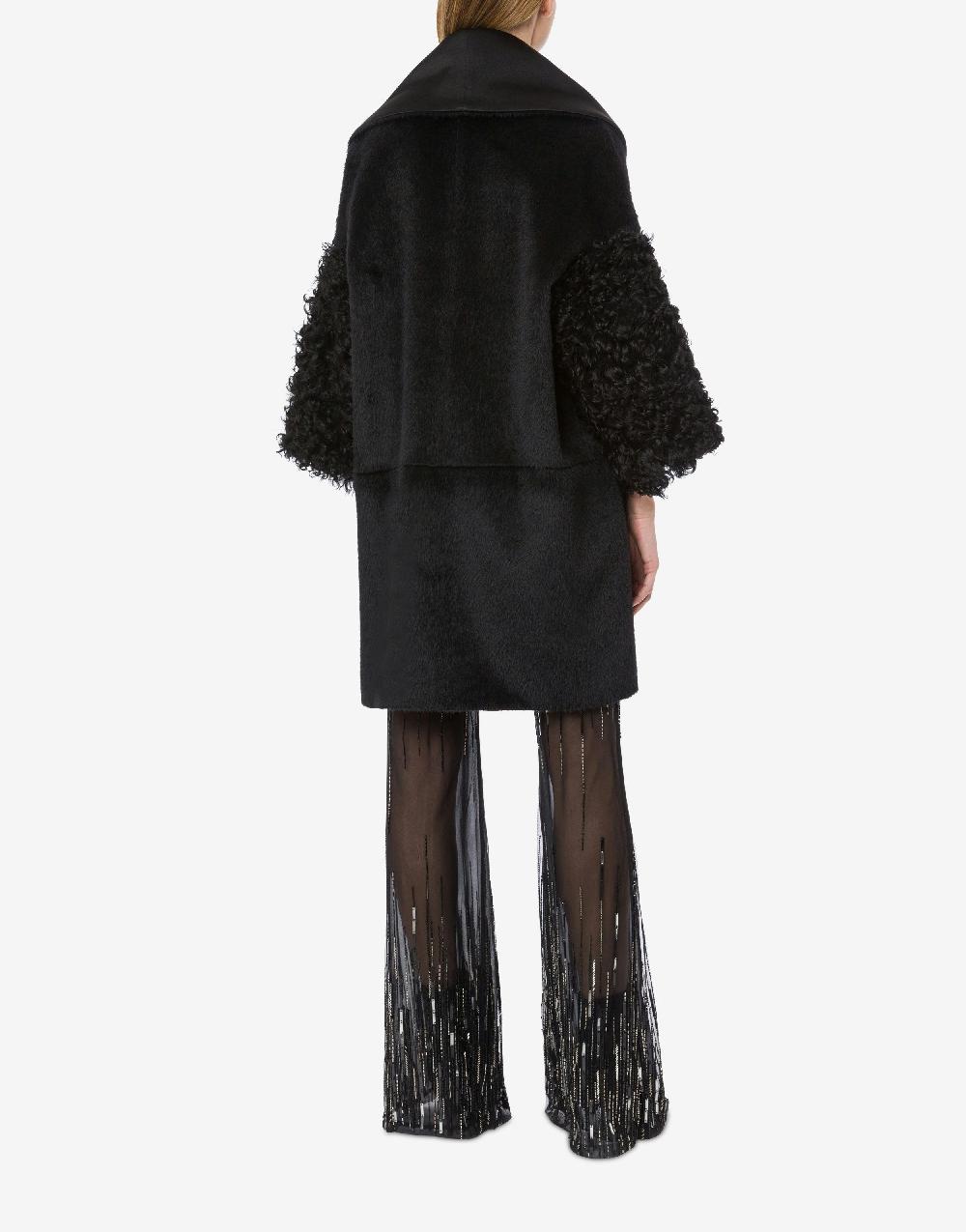 Alberta Ferretti Mantella in alpaca con manicotti in montone Negozi Online