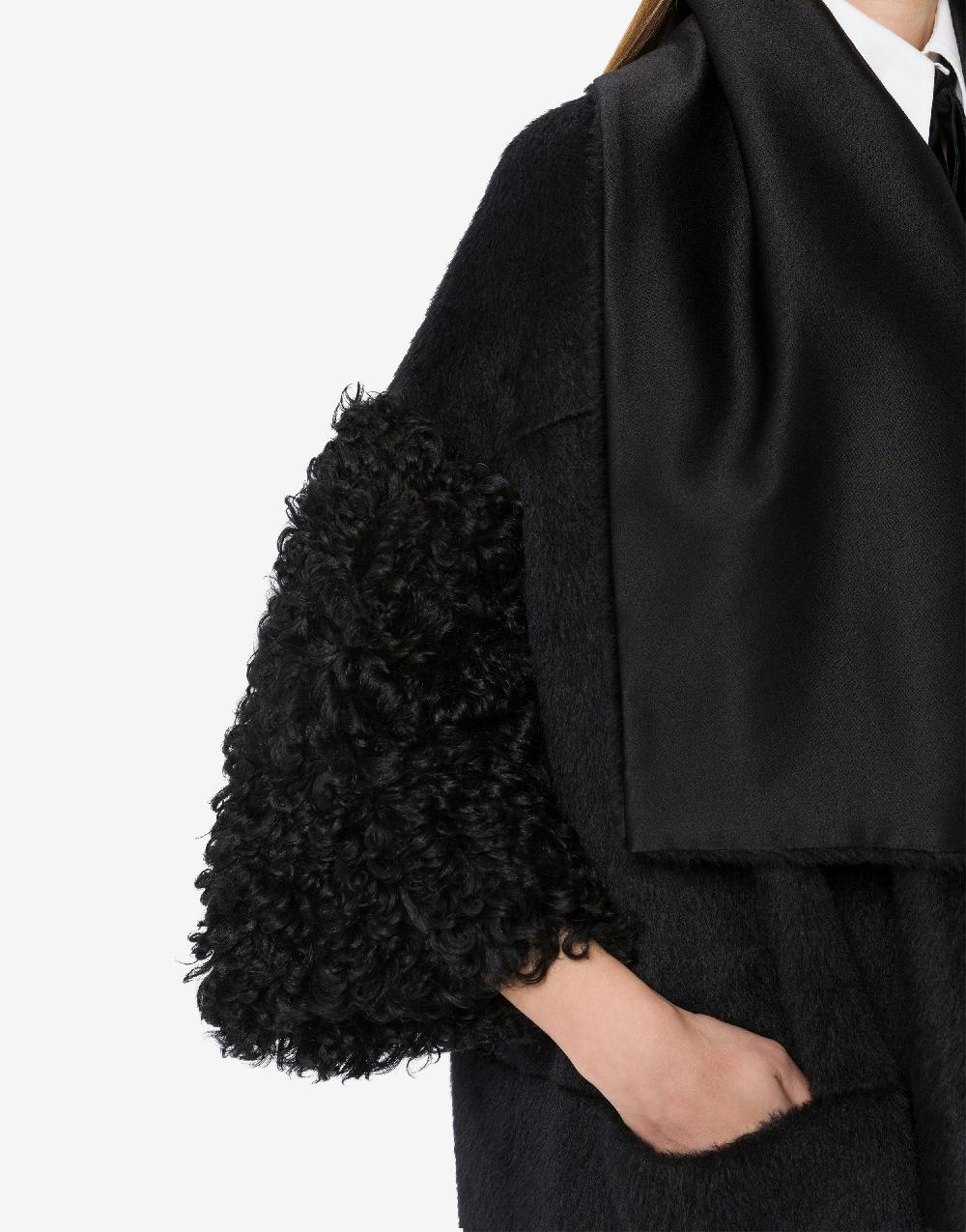 Alberta Ferretti Mantella in alpaca con manicotti in montone Negozi Online