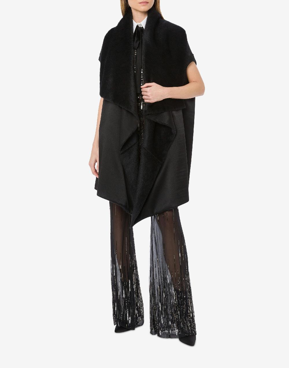 Alberta Ferretti Mantella in alpaca con manicotti in montone Negozi Online