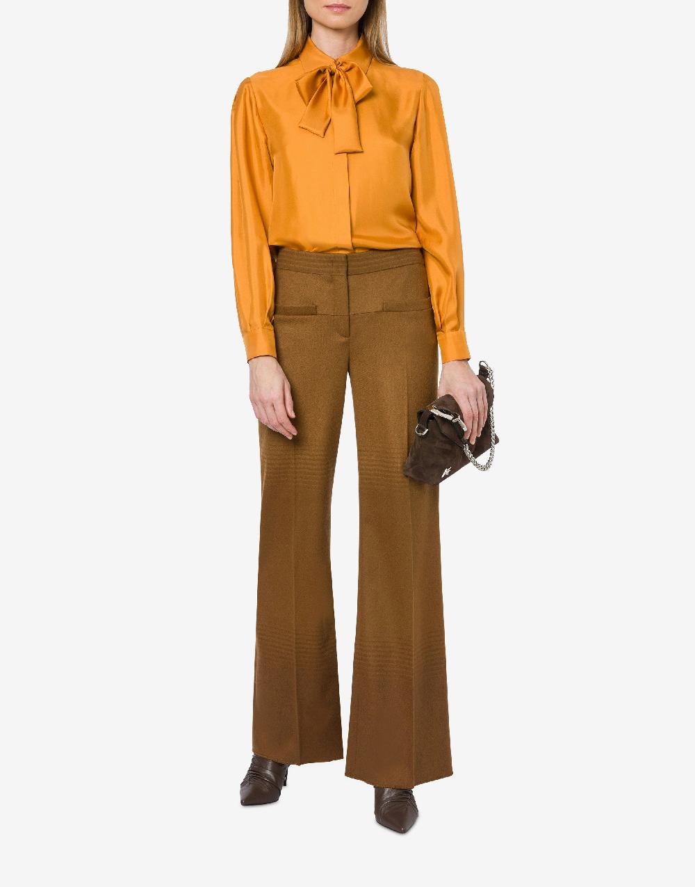 Alberta Ferretti Camicia in twill di seta con sciarpina Fino Al -60%