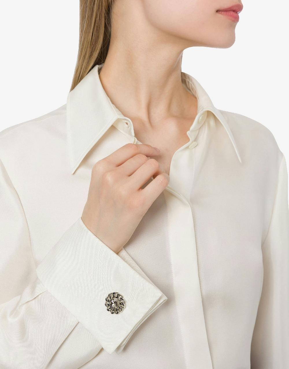 Alberta Ferretti Camicia in twill di seta con bottoni gioiello Prezzo Ridotto