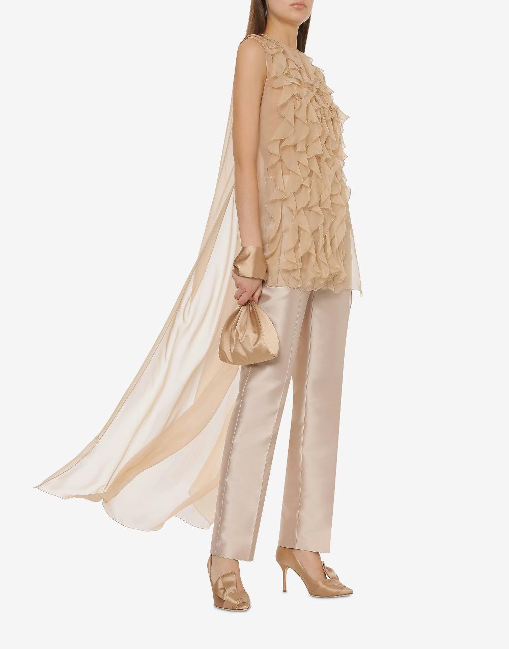 Alberta Ferretti Blusa in chiffon organico con ruches Presa
