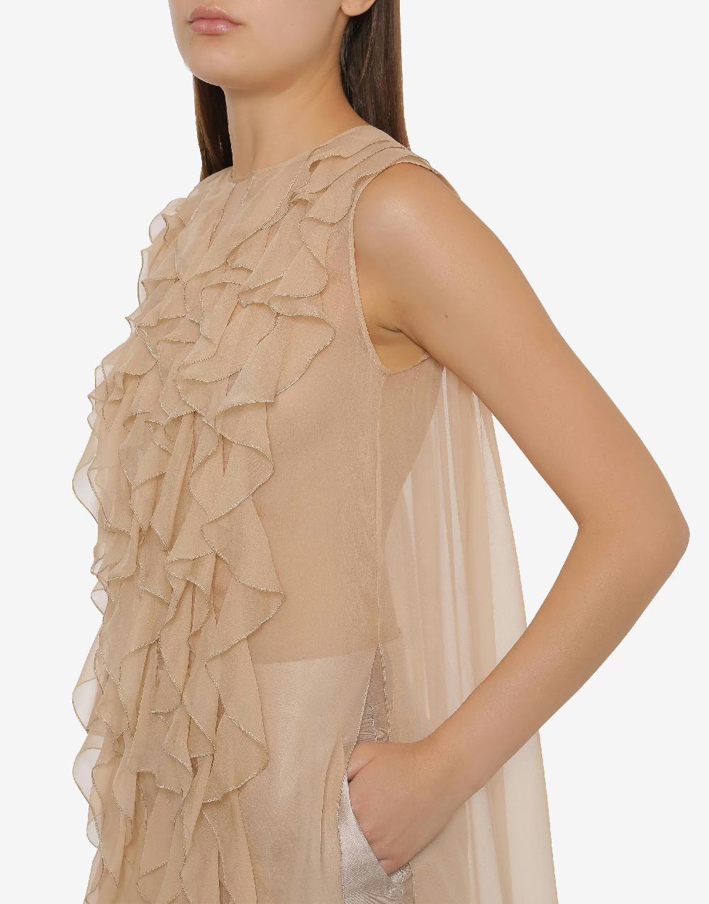 Alberta Ferretti Blusa in chiffon organico con ruches Presa
