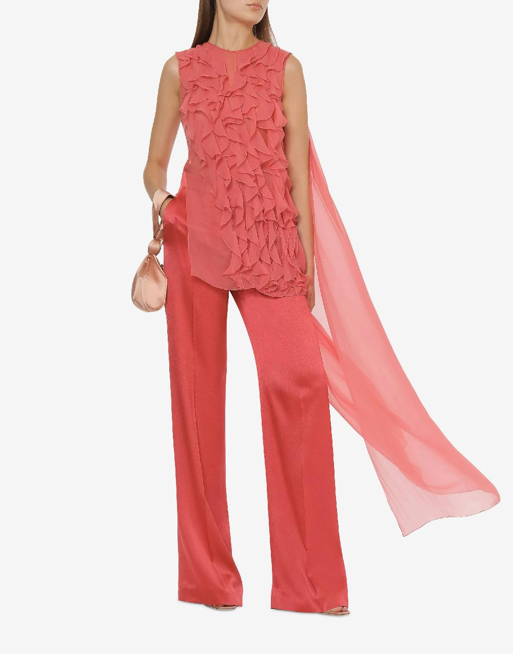 Alberta Ferretti Blusa in chiffon organico con ruches Outlet