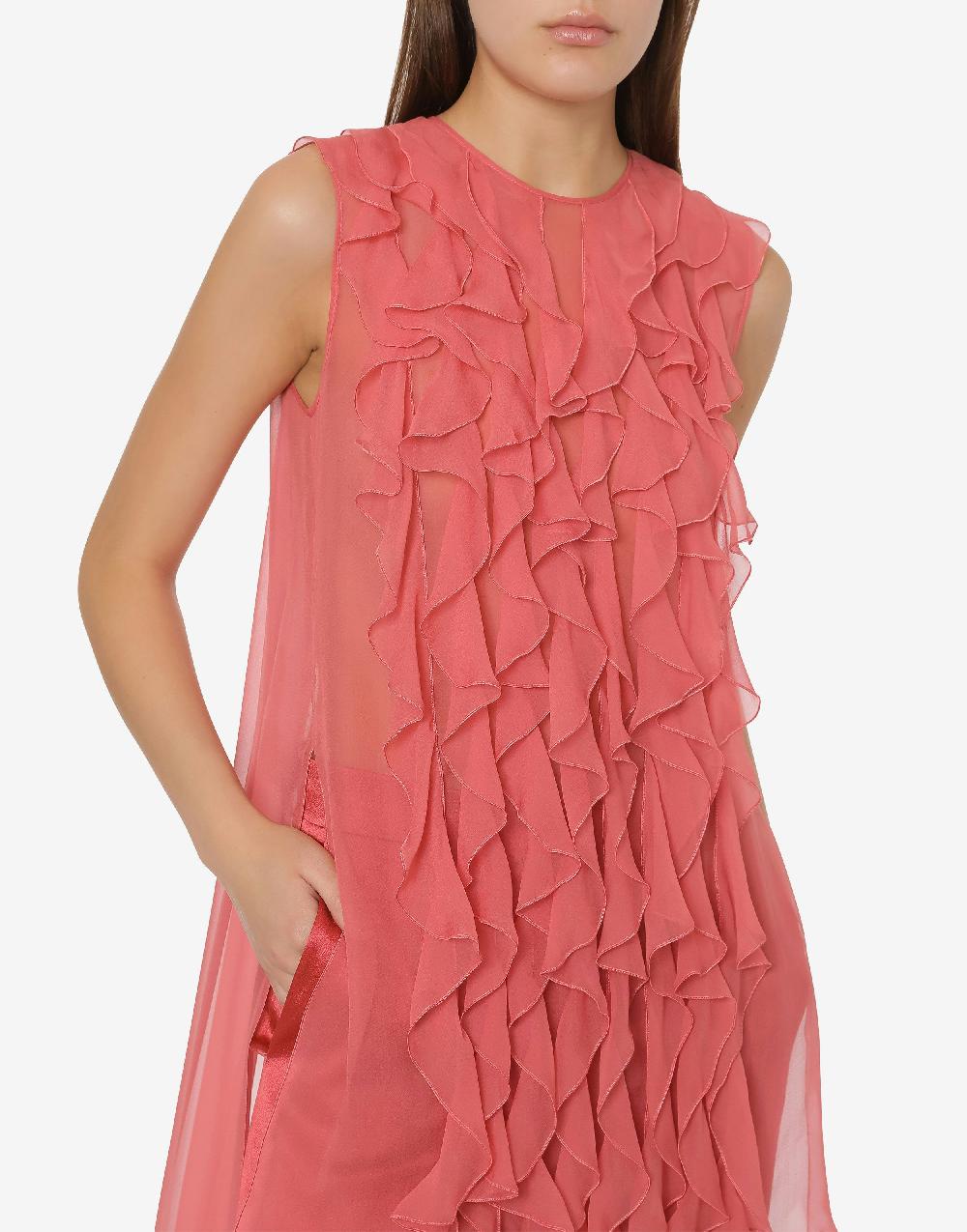 Alberta Ferretti Blusa in chiffon organico con ruches Outlet