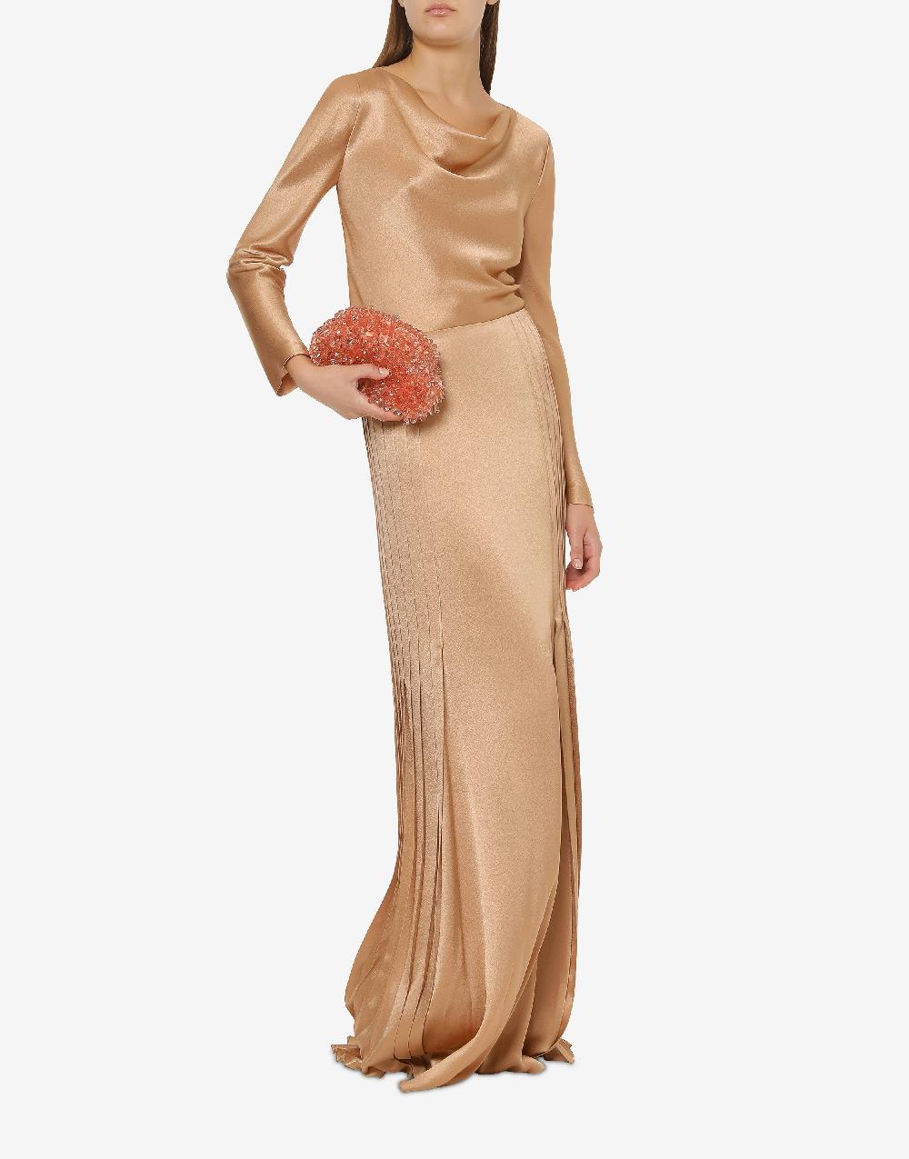 Alberta Ferretti Gonna lunga in raso con plissé Offerte