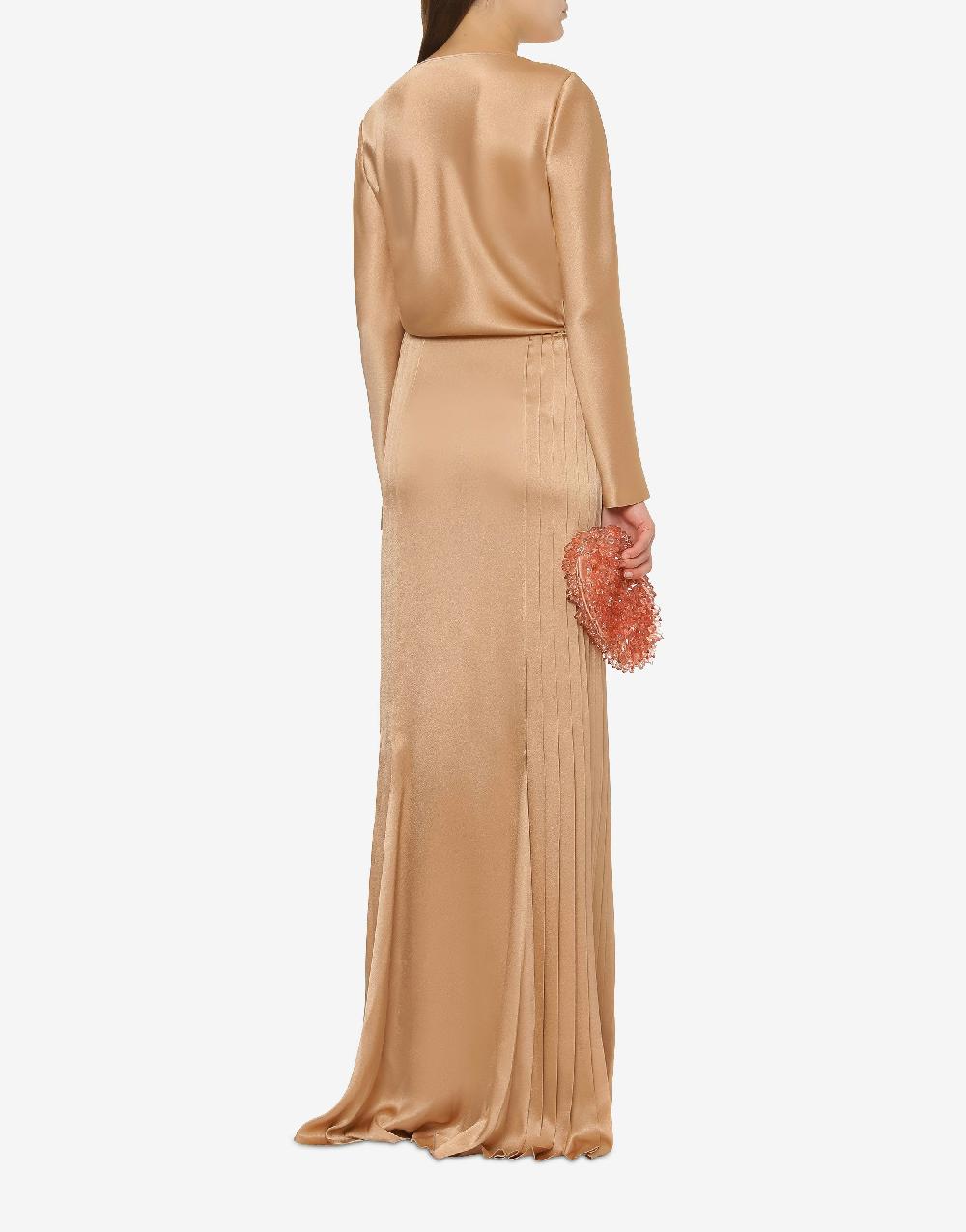 Alberta Ferretti Gonna lunga in raso con plissé Offerte