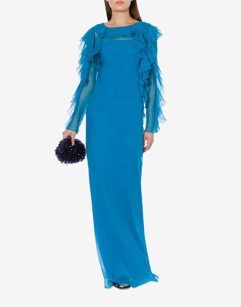 Alberta Ferretti Abito lungo in chiffon organico Cocktail Spedizione Gratuita