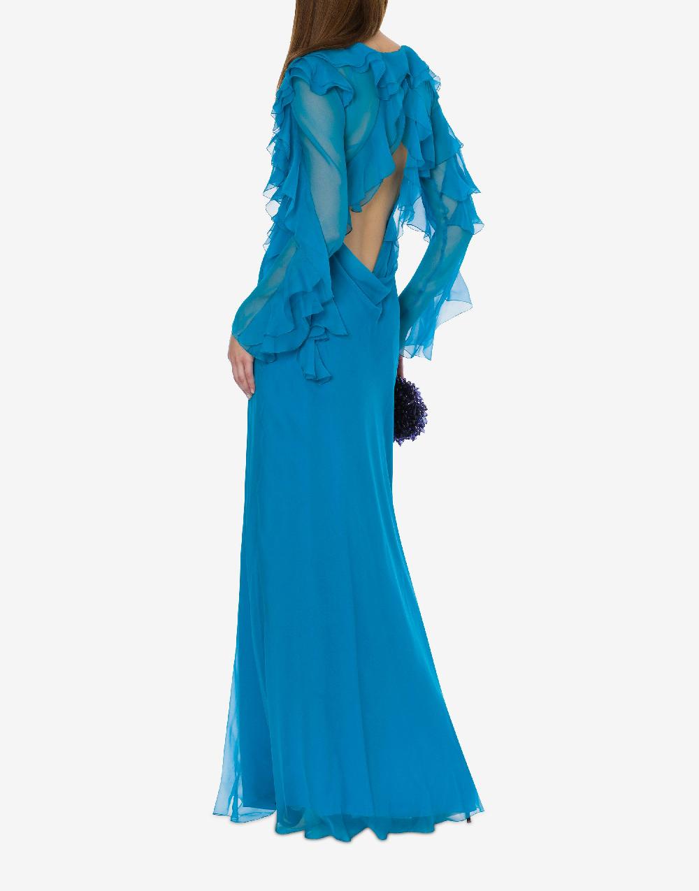 Alberta Ferretti Abito lungo in chiffon organico Cocktail Spedizione Gratuita