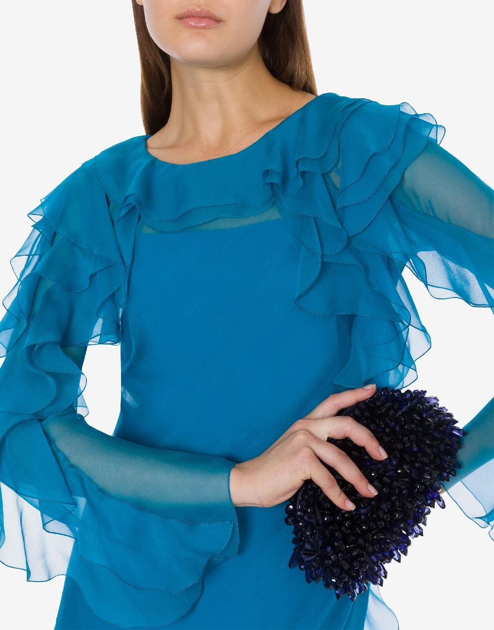 Alberta Ferretti Abito lungo in chiffon organico Cocktail Spedizione Gratuita
