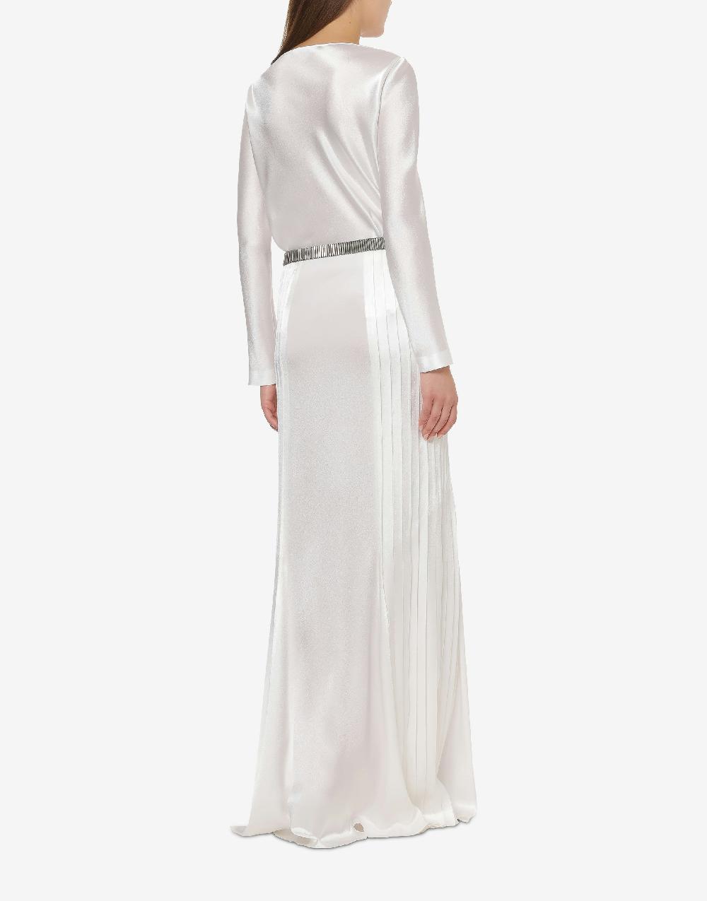 Alberta Ferretti Gonna lunga in raso con plissé Negozi Online