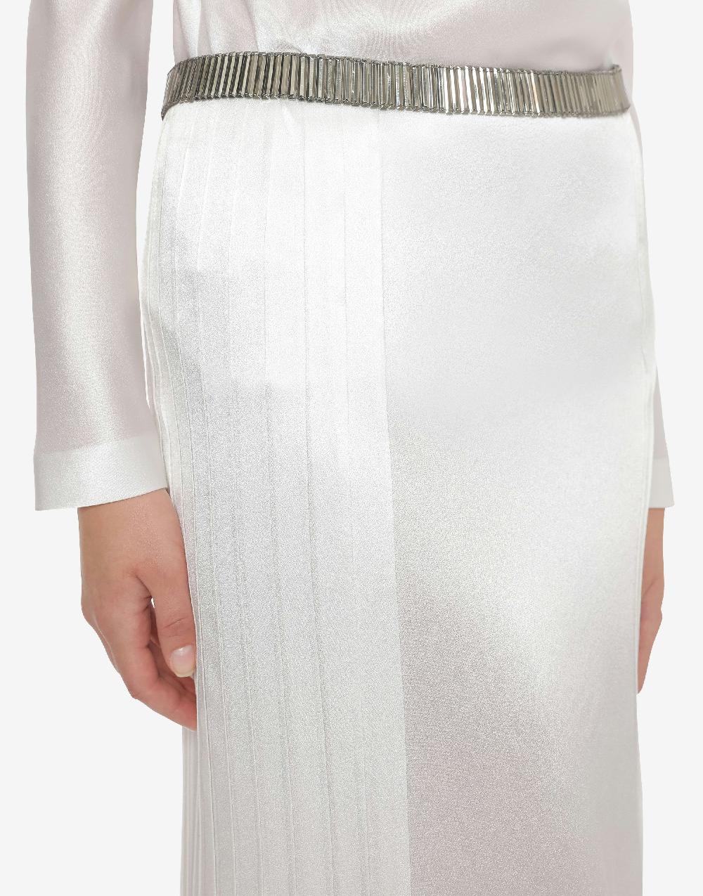 Alberta Ferretti Gonna lunga in raso con plissé Negozi Online