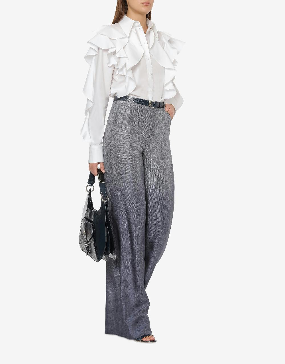 Alberta Ferretti Camicia in popeline stretch con ruches Prezzo Ridotto