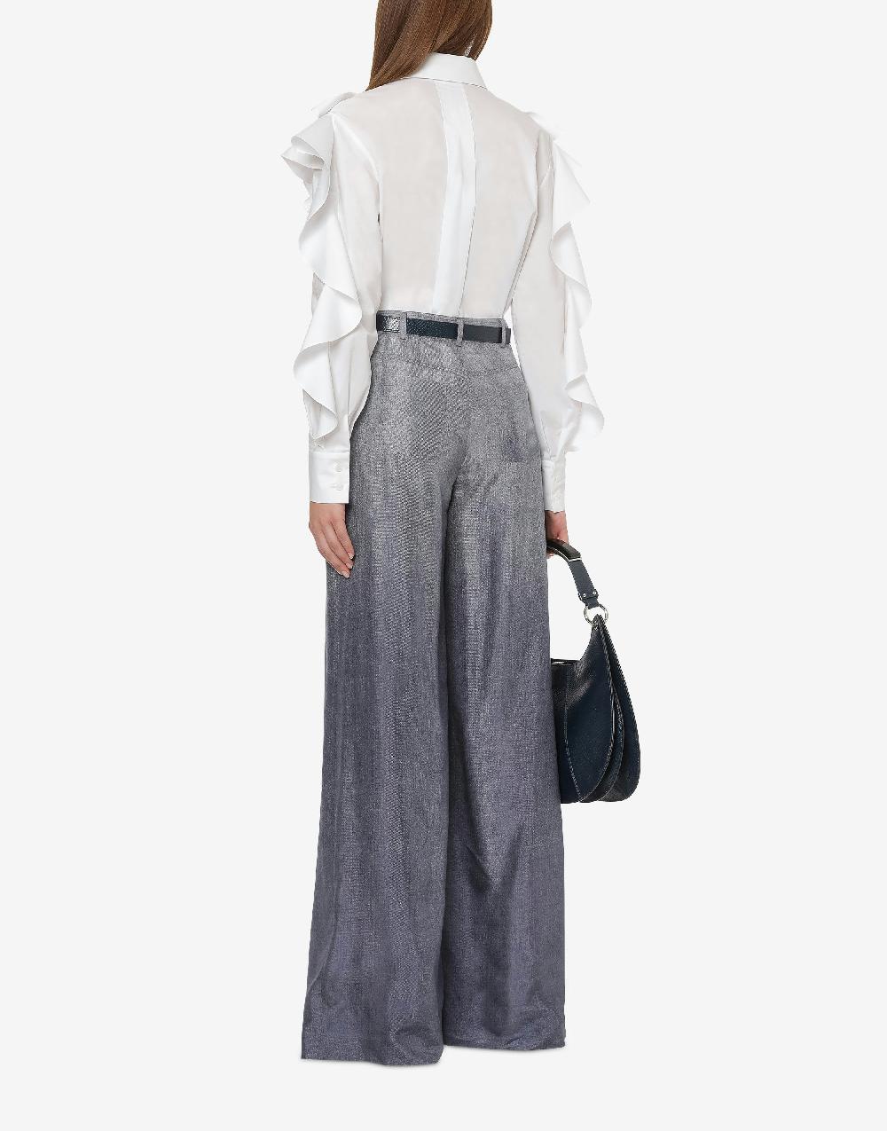 Alberta Ferretti Camicia in popeline stretch con ruches Prezzo Ridotto