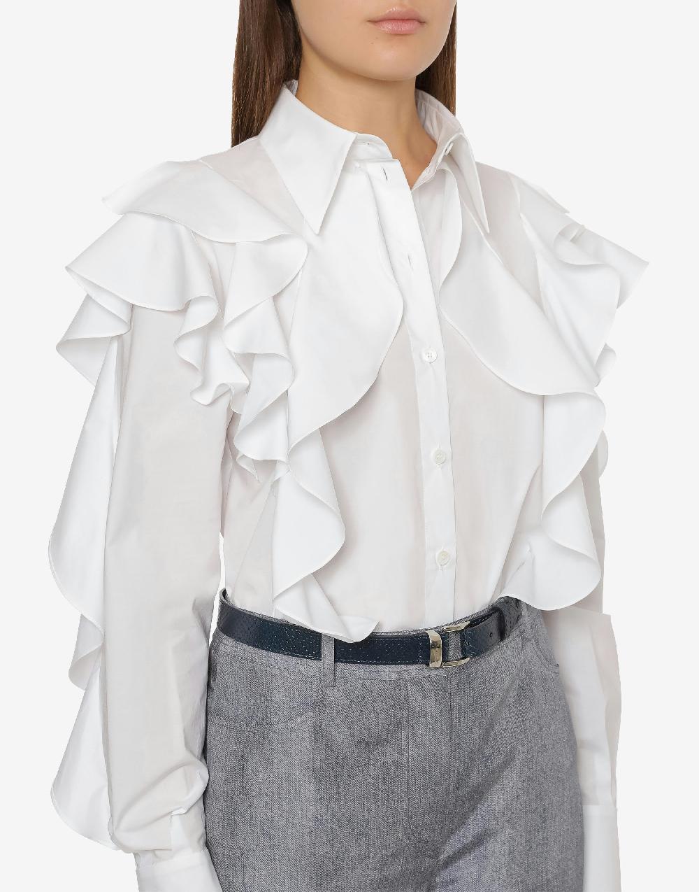 Alberta Ferretti Camicia in popeline stretch con ruches Prezzo Ridotto