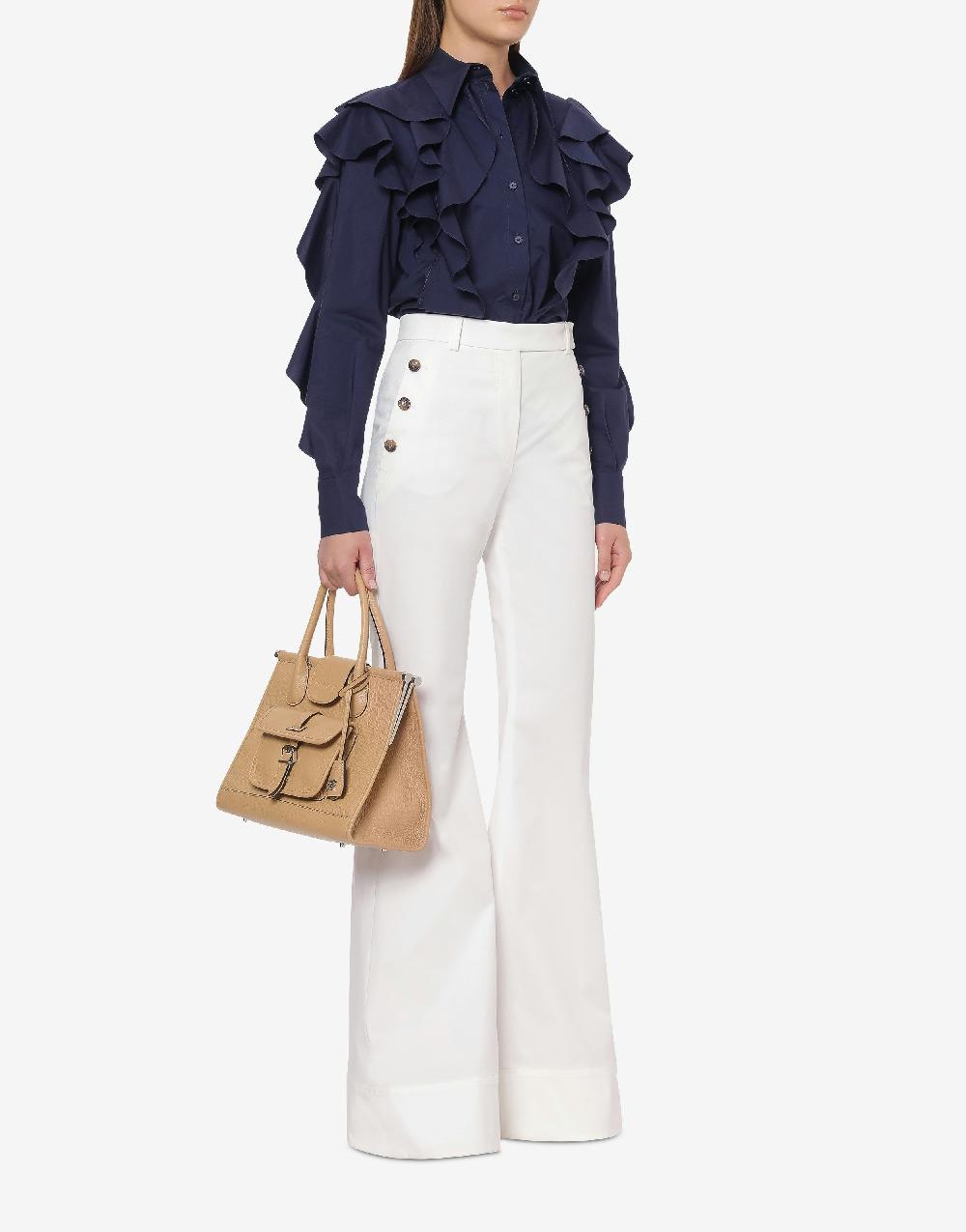 Alberta Ferretti Camicia in popeline stretch con ruches Sottocosto