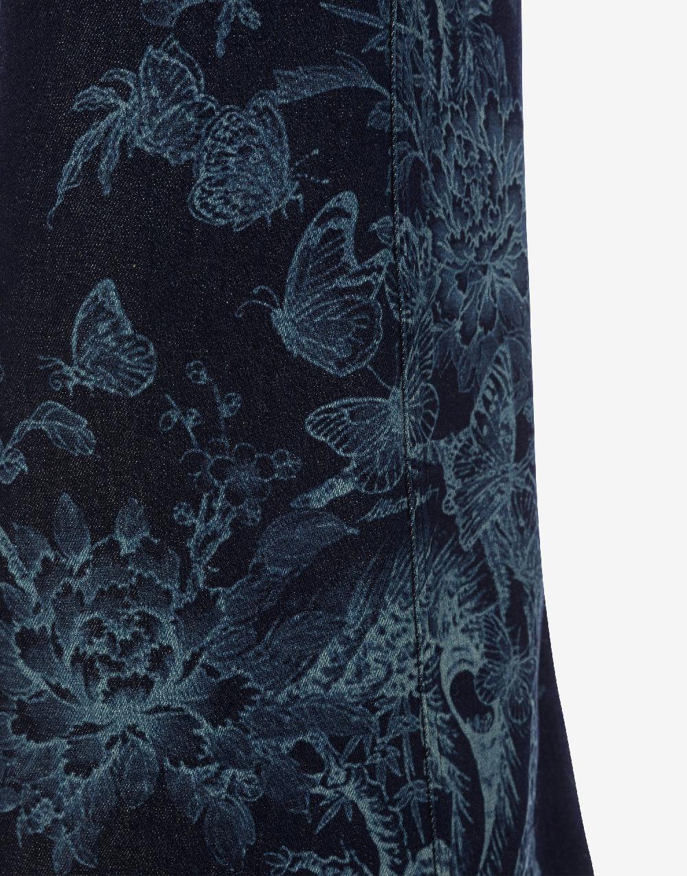 Alberta Ferretti Gonna in denim con disegno ciliegio e farfalle Novità