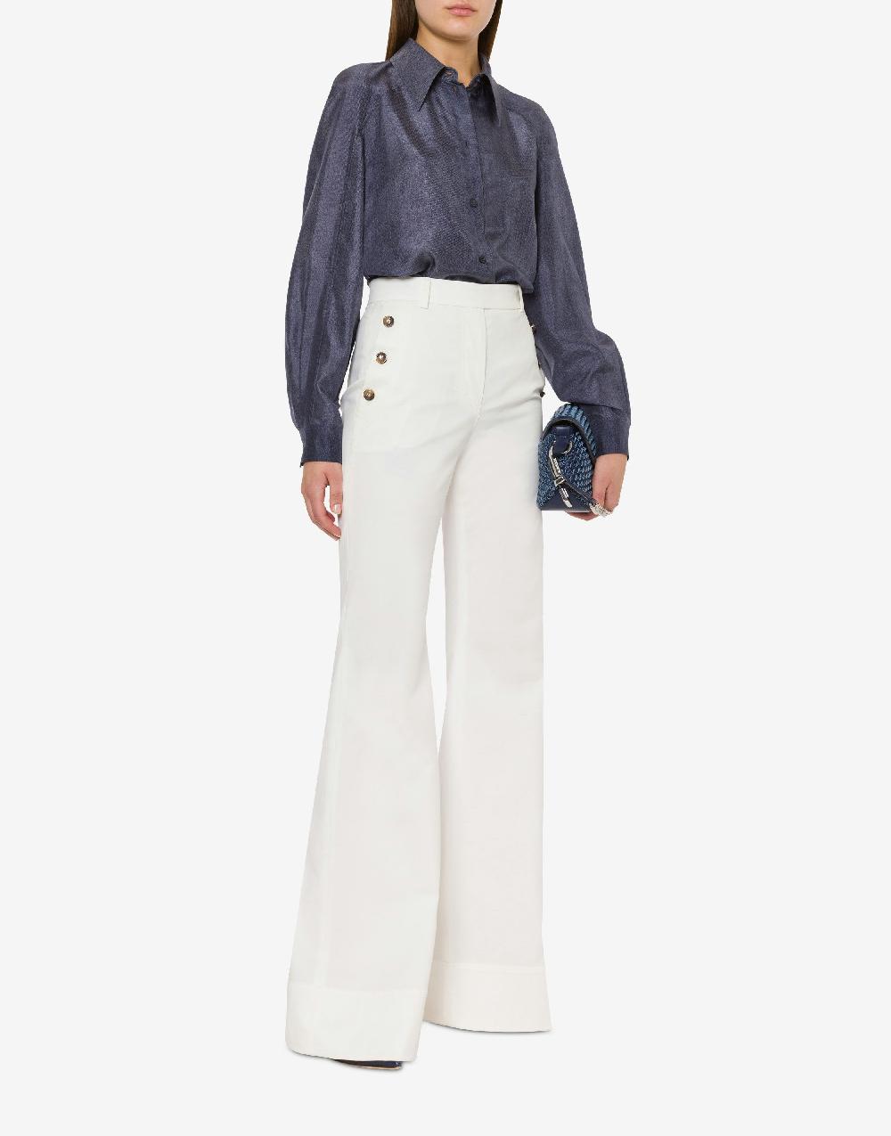 Alberta Ferretti Camicia in habotai stampa denim Offerta