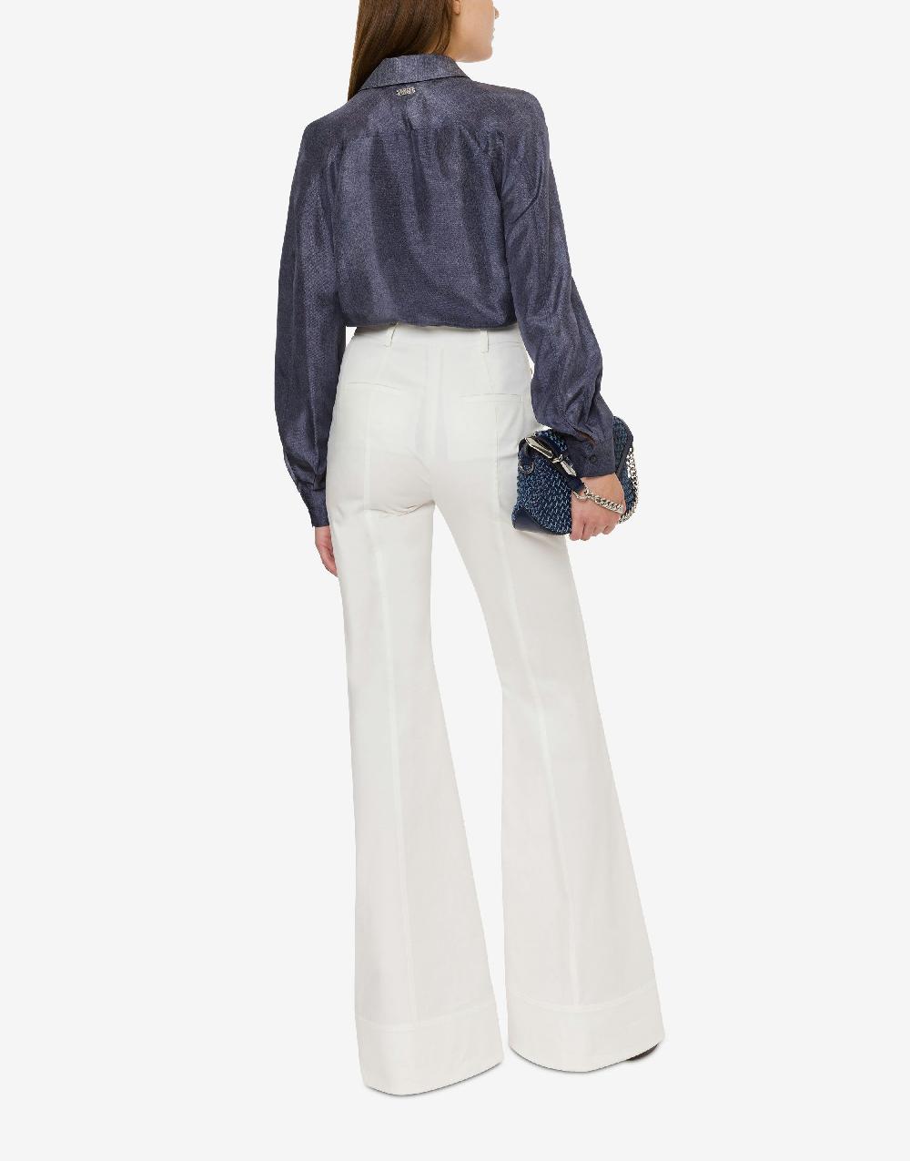 Alberta Ferretti Camicia in habotai stampa denim Offerta