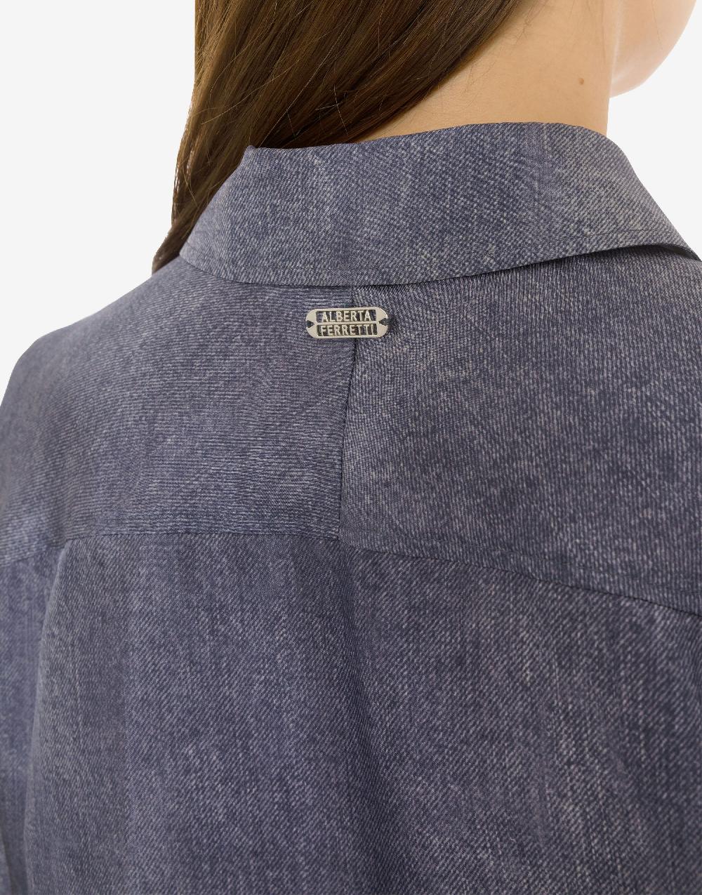Alberta Ferretti Camicia in habotai stampa denim Offerta
