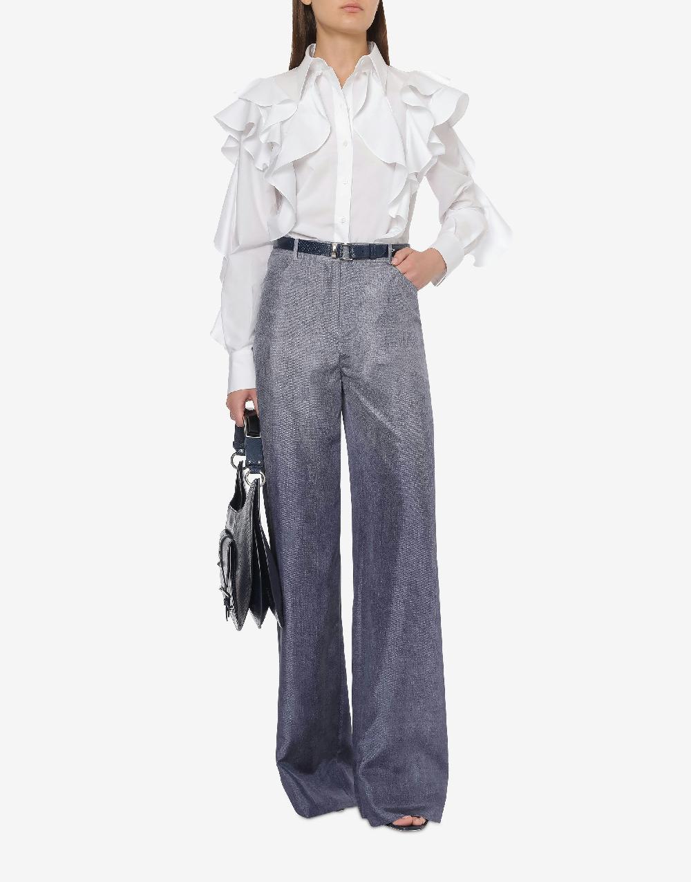 Alberta Ferretti Pantalone oversize in habotai stampa denim Economico