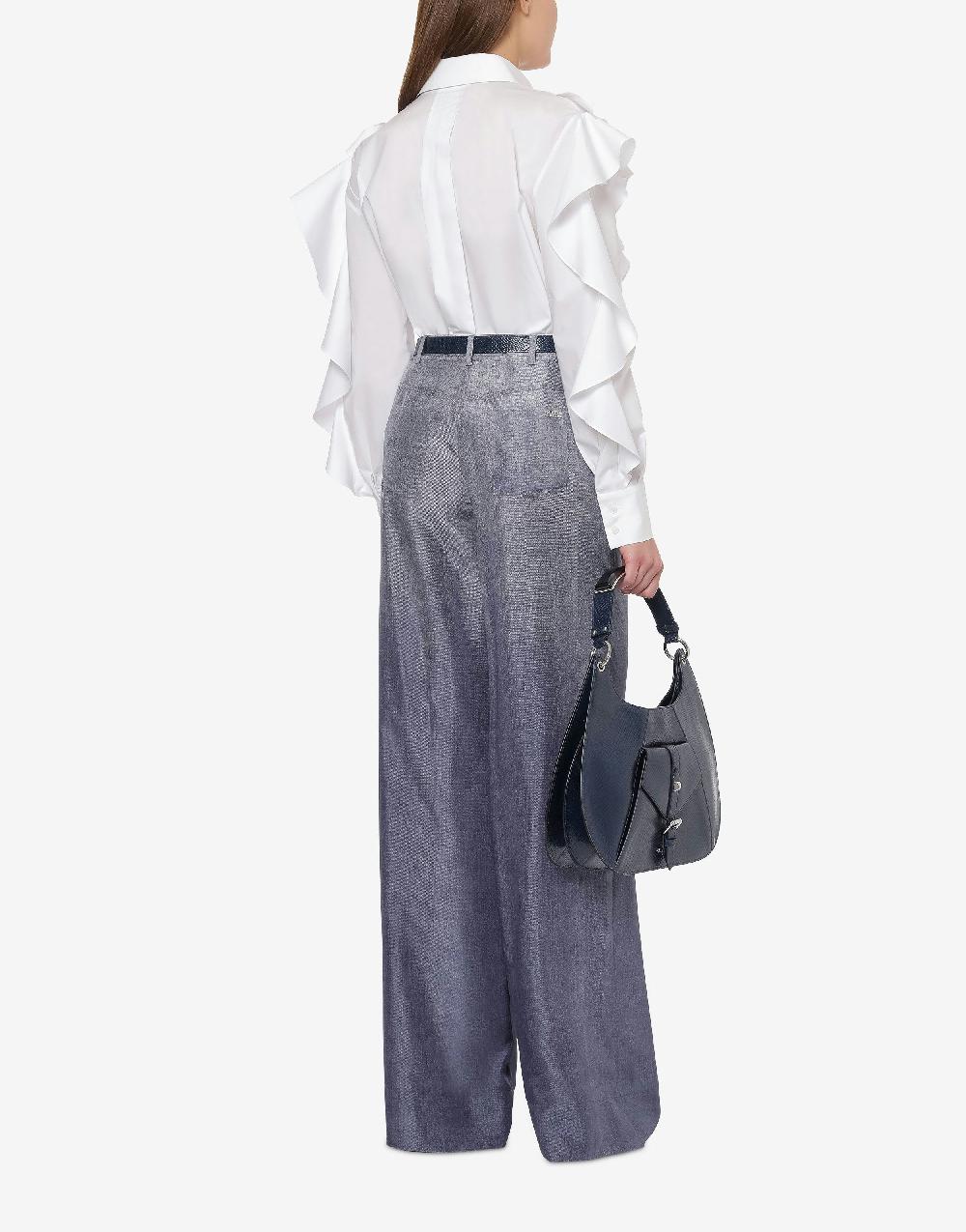 Alberta Ferretti Pantalone oversize in habotai stampa denim Economico