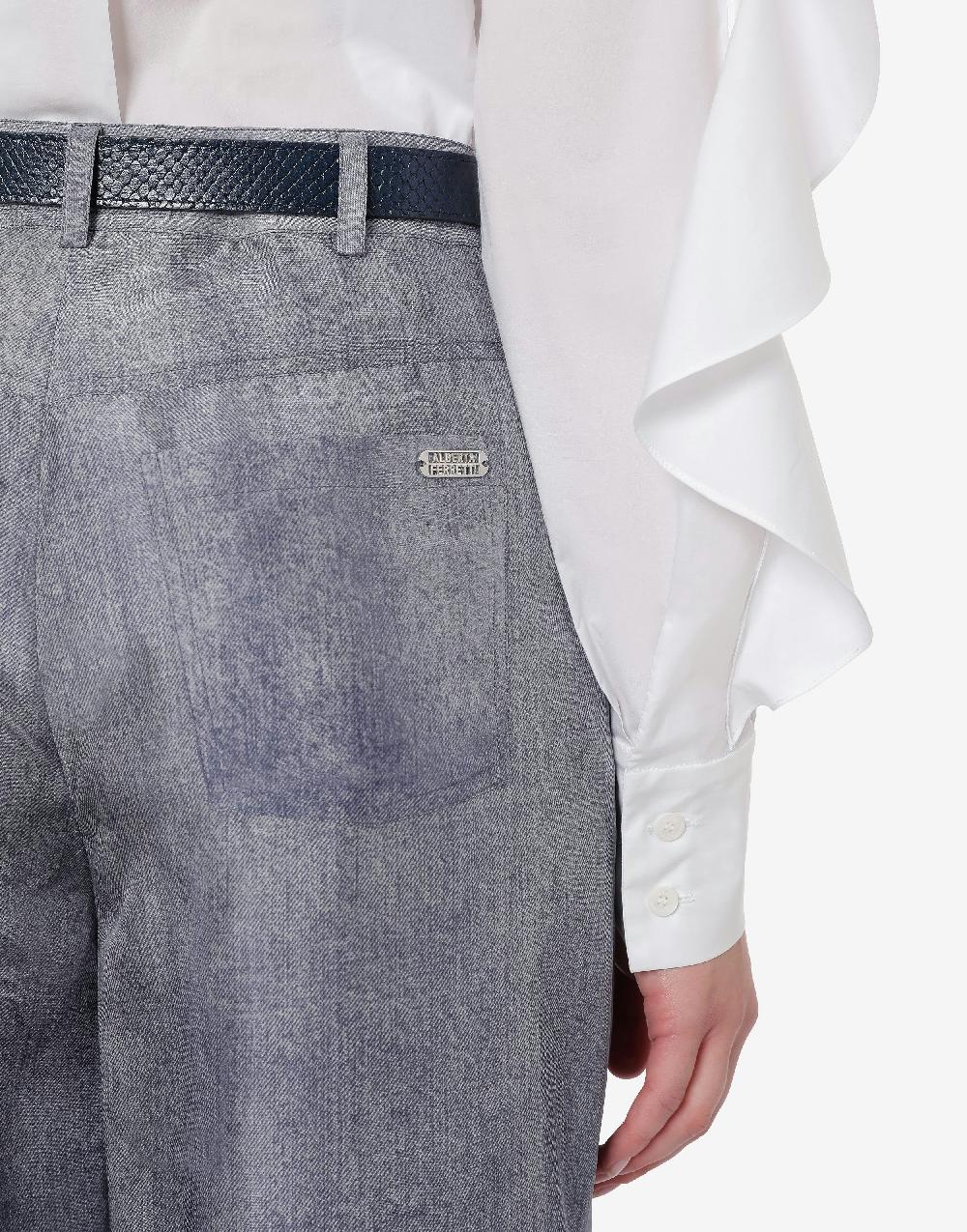 Alberta Ferretti Pantalone oversize in habotai stampa denim Economico