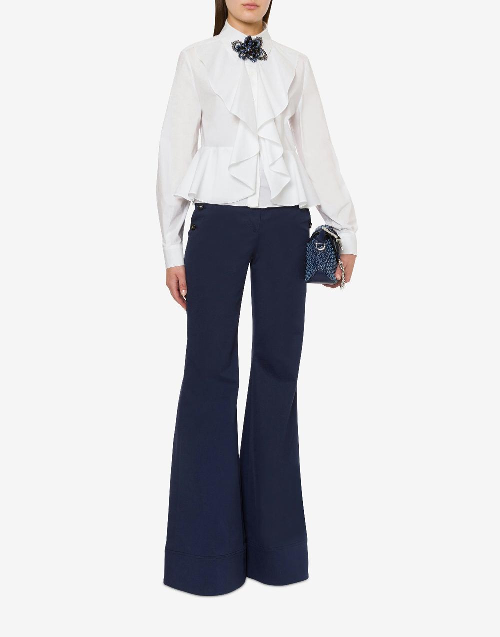 Alberta Ferretti Pantalone flare in tela di cotone stretch Vendita Calda