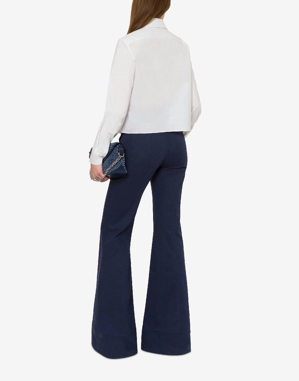 Alberta Ferretti Pantalone flare in tela di cotone stretch Vendita Calda