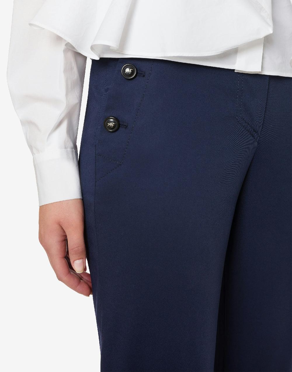 Alberta Ferretti Pantalone flare in tela di cotone stretch Vendita Calda