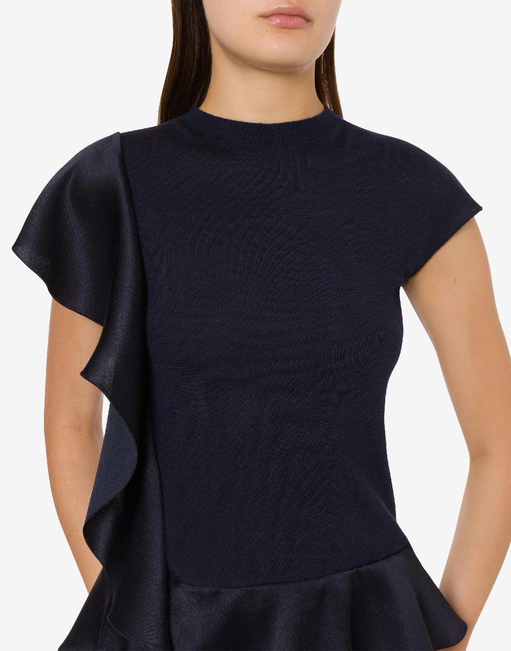 Alberta Ferretti Maglia in cashmere e seta con ruches Vendita Economica
